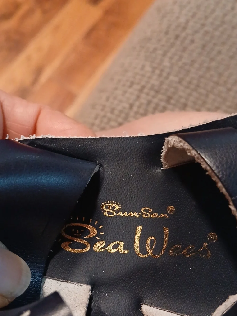 Baby Navy Blue Leather Buckle Sandals